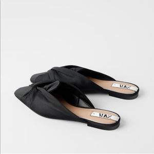 Zara black mules wrap knot size 38 NEW